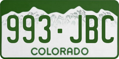 CO license plate 993JBC