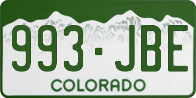 CO license plate 993JBE