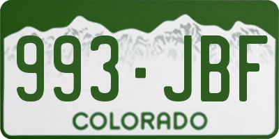 CO license plate 993JBF
