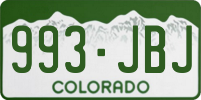 CO license plate 993JBJ