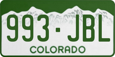CO license plate 993JBL