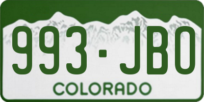 CO license plate 993JBO