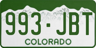 CO license plate 993JBT
