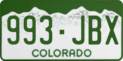 CO license plate 993JBX