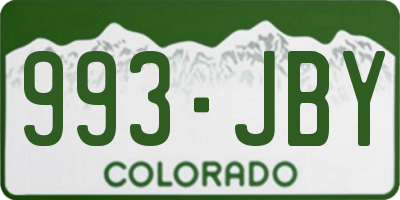 CO license plate 993JBY