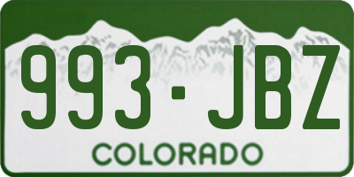 CO license plate 993JBZ