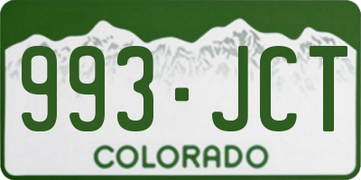 CO license plate 993JCT