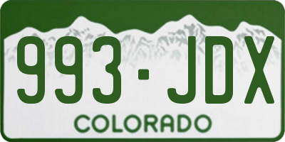 CO license plate 993JDX