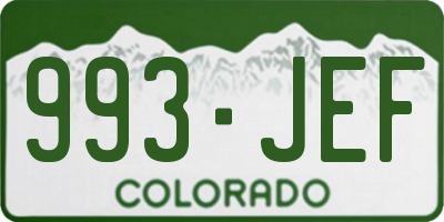 CO license plate 993JEF