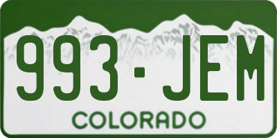 CO license plate 993JEM