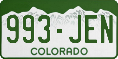 CO license plate 993JEN