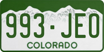 CO license plate 993JEO