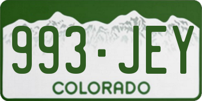 CO license plate 993JEY