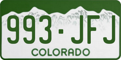 CO license plate 993JFJ