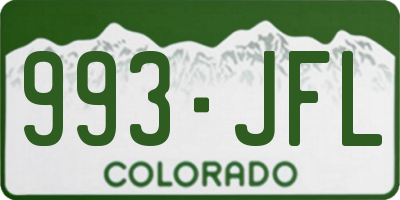 CO license plate 993JFL