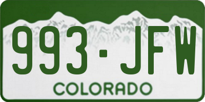 CO license plate 993JFW