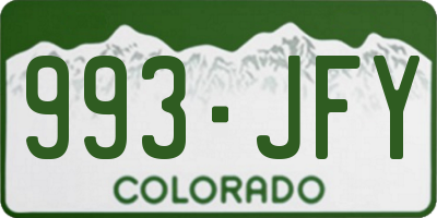 CO license plate 993JFY