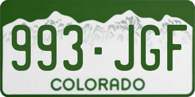 CO license plate 993JGF