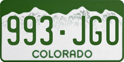 CO license plate 993JGO