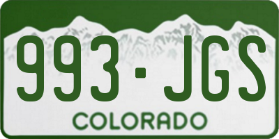 CO license plate 993JGS