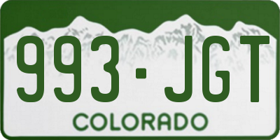 CO license plate 993JGT