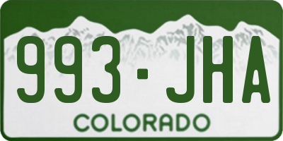 CO license plate 993JHA