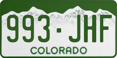 CO license plate 993JHF