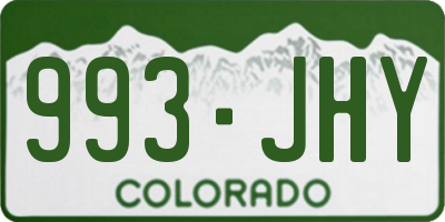 CO license plate 993JHY