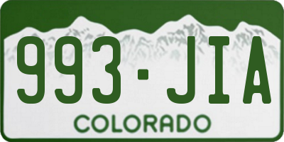 CO license plate 993JIA