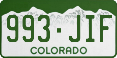 CO license plate 993JIF