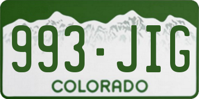 CO license plate 993JIG