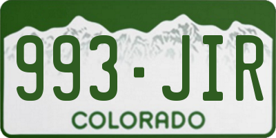 CO license plate 993JIR