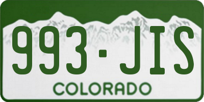 CO license plate 993JIS