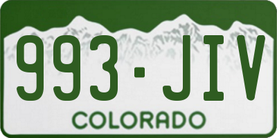 CO license plate 993JIV