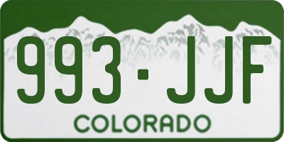 CO license plate 993JJF