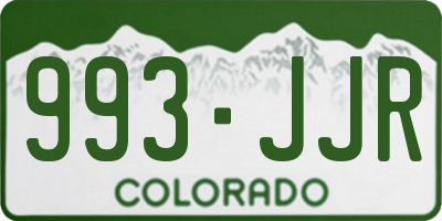CO license plate 993JJR