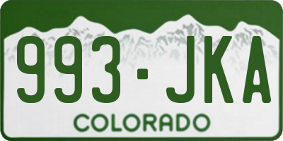 CO license plate 993JKA