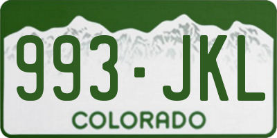 CO license plate 993JKL
