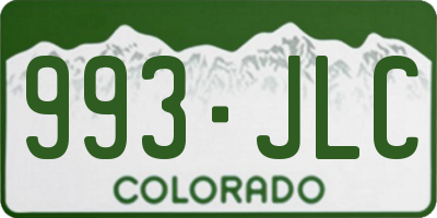 CO license plate 993JLC