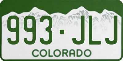 CO license plate 993JLJ