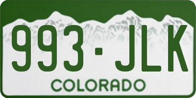 CO license plate 993JLK