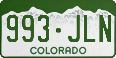 CO license plate 993JLN
