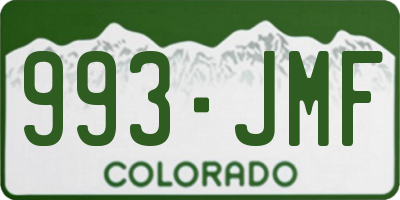 CO license plate 993JMF
