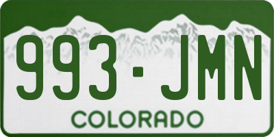 CO license plate 993JMN