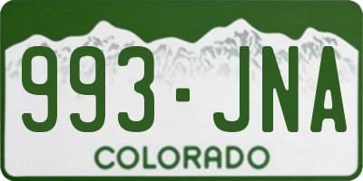 CO license plate 993JNA