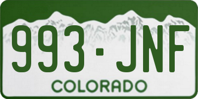 CO license plate 993JNF
