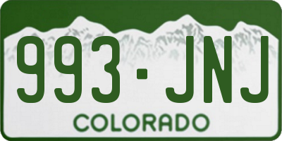 CO license plate 993JNJ