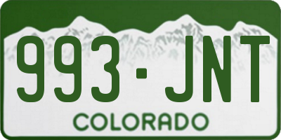 CO license plate 993JNT