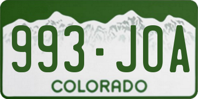 CO license plate 993JOA