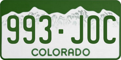 CO license plate 993JOC